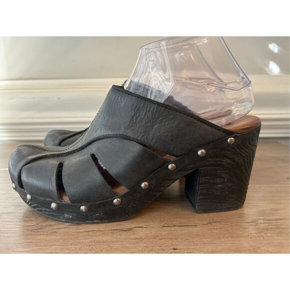 Korks by Kork-Ease Neneh black leather mules women's size 8 minimalist boho hipp - Picture 1 of 10